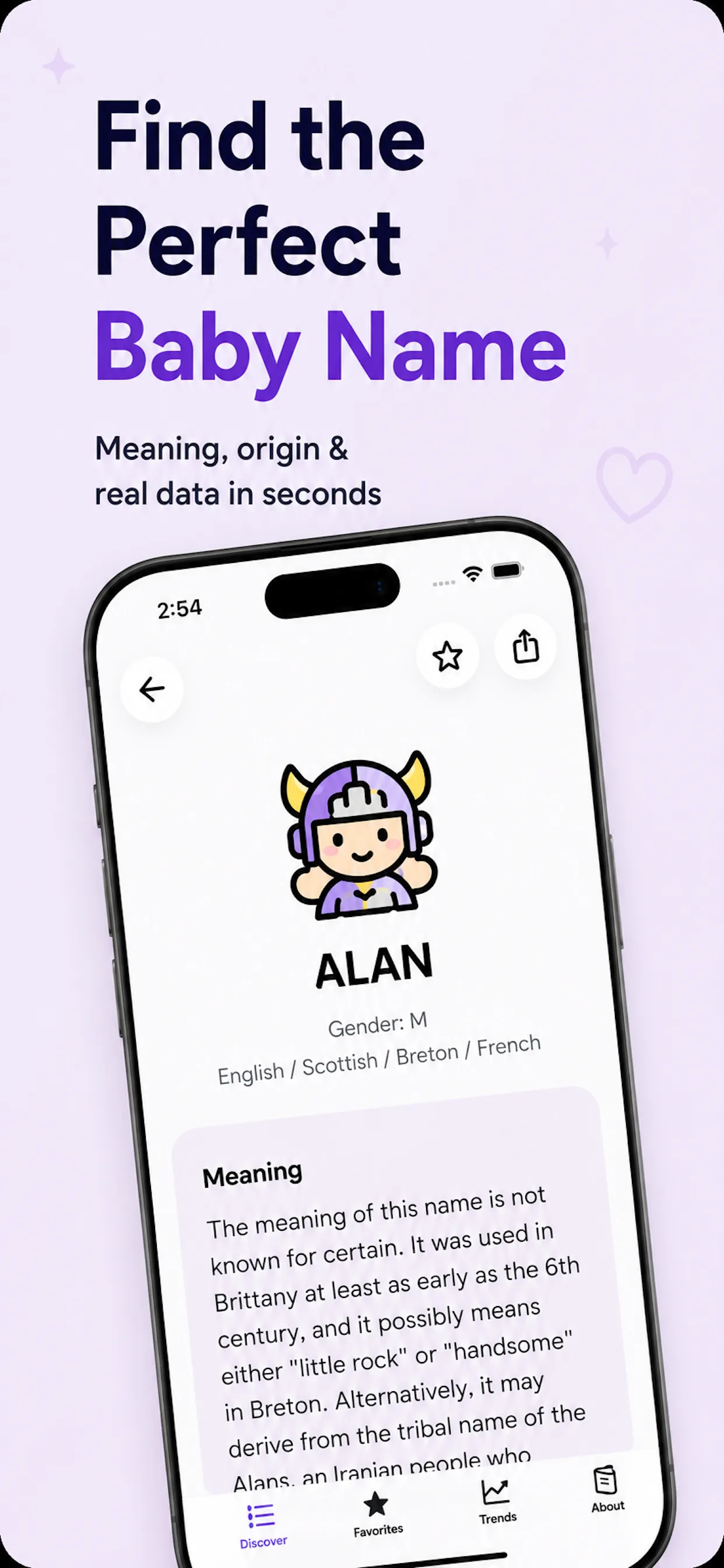 BabyNames app name meaning and origin details screen