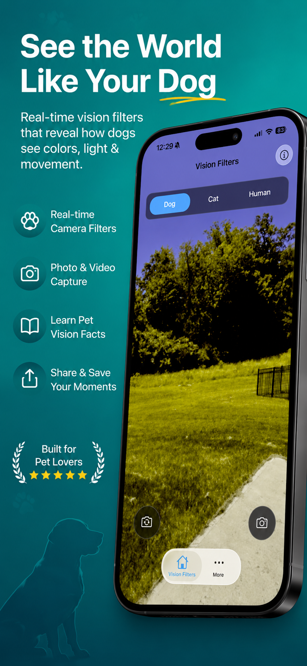 FurSight app dog vision real-time camera filter screenshot