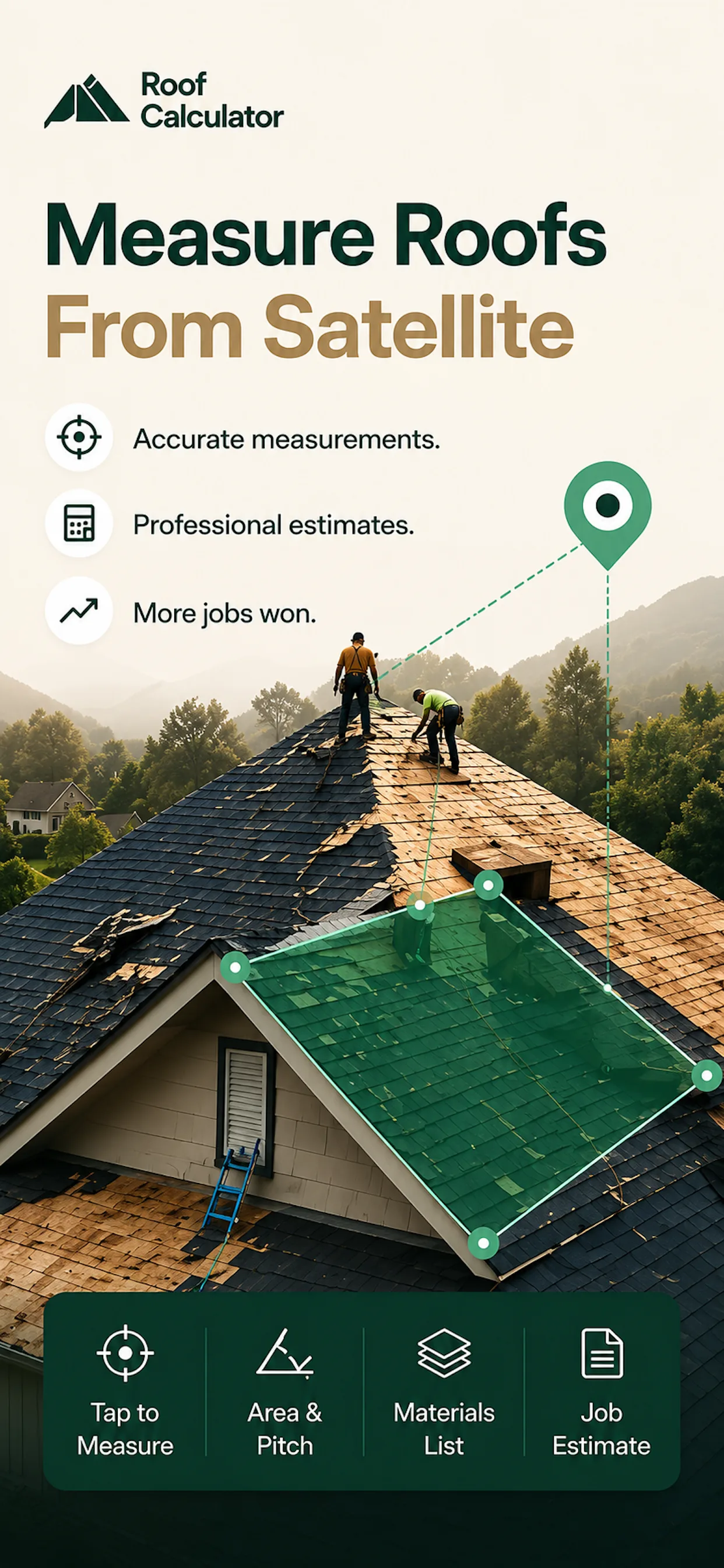 Roof Calculator and Estimator app satellite roof measurement screen