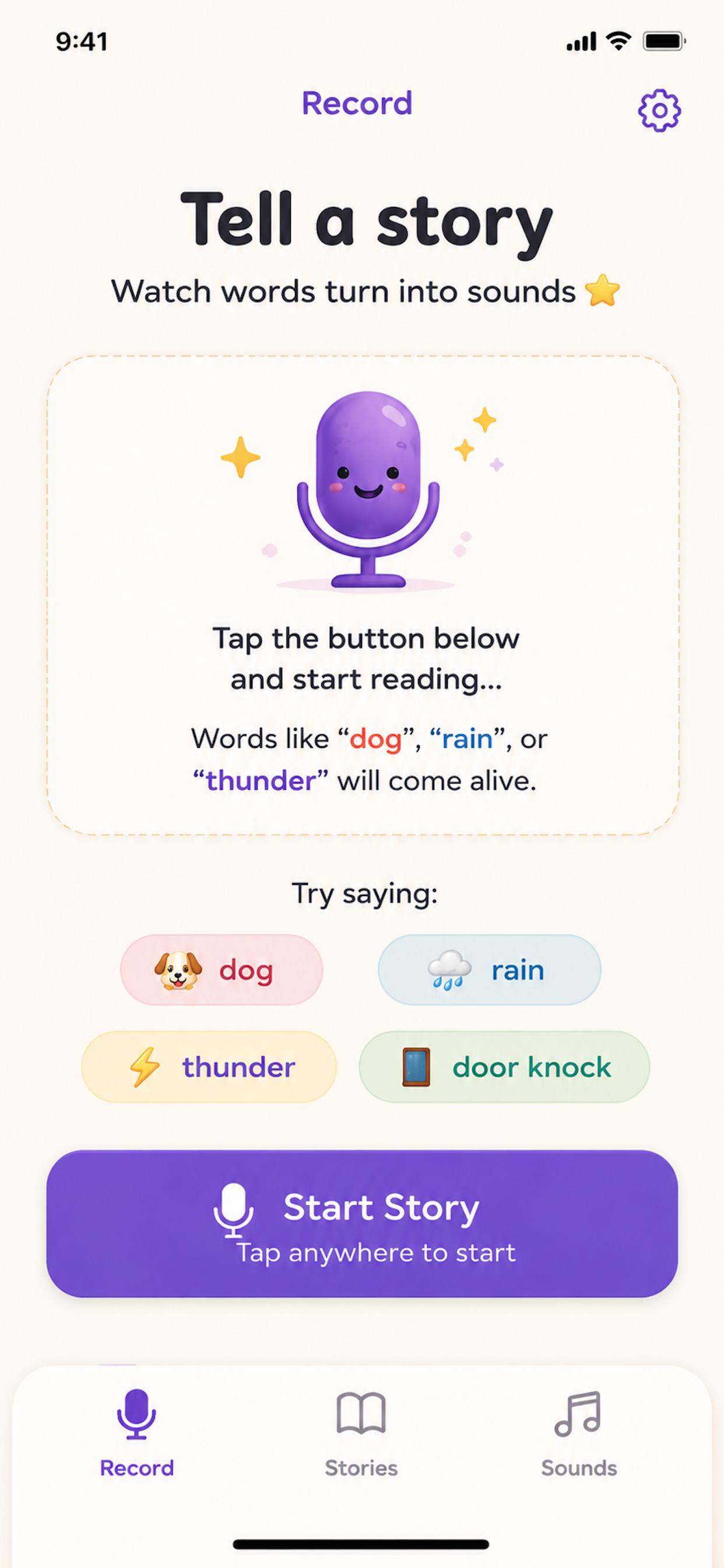 WhizzyTales app saved stories library for revisiting recorded tales